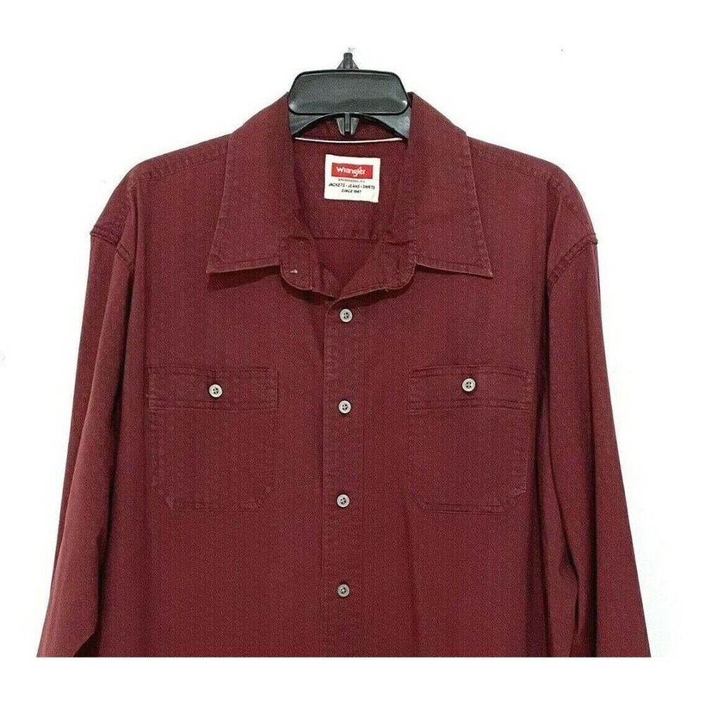 Wrangler Mens Button Front Ditsy Dots Western Shirt XL‎ Maroon Cowboy Country
